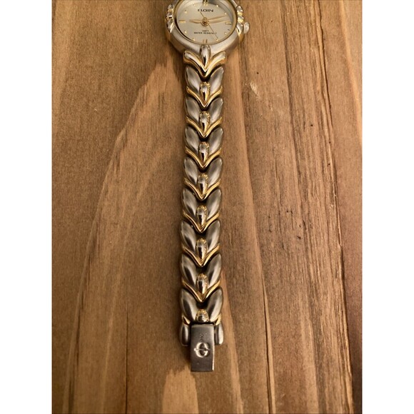 Elgin ELA269 Women's Round Analog Silver Tone Gold Plated Watch New Battery - Picture 2 of 8